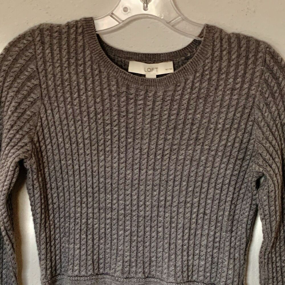 Loft Womens Gray Sweater Dress Fit & Flare Wool Blend Defined Waist Small Petite - Picture 4 of 7
